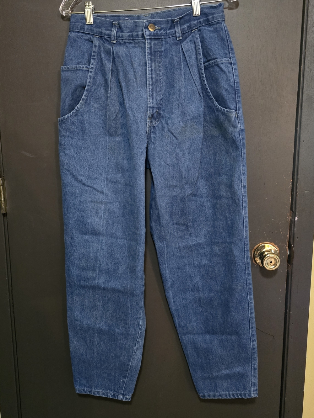 Vintage Chic USA Made High Rise Pleated Tapered Mom Jeans Women's Size 13/14 Reg